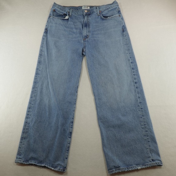 Agolde Jeans Womens 32 Harper Crop Wide Leg High Rise Raw Hem Western Light Wash - Picture 1 of 16